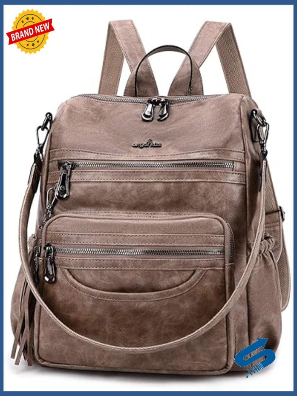 PU Leather Casual Backpack Purse - Laptop Bag, Travel Daypack